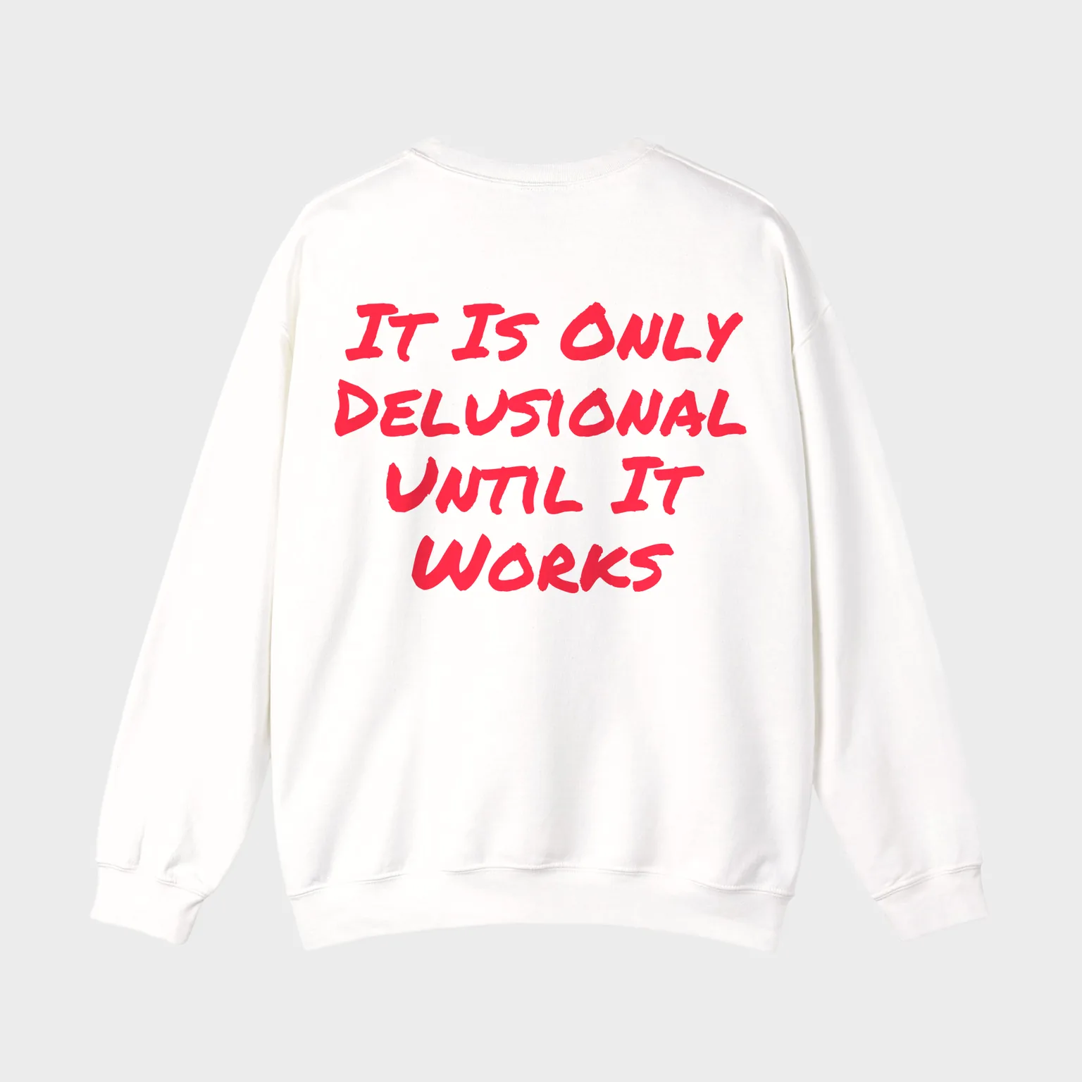 It Is Only Delusional Until It Works — full back print