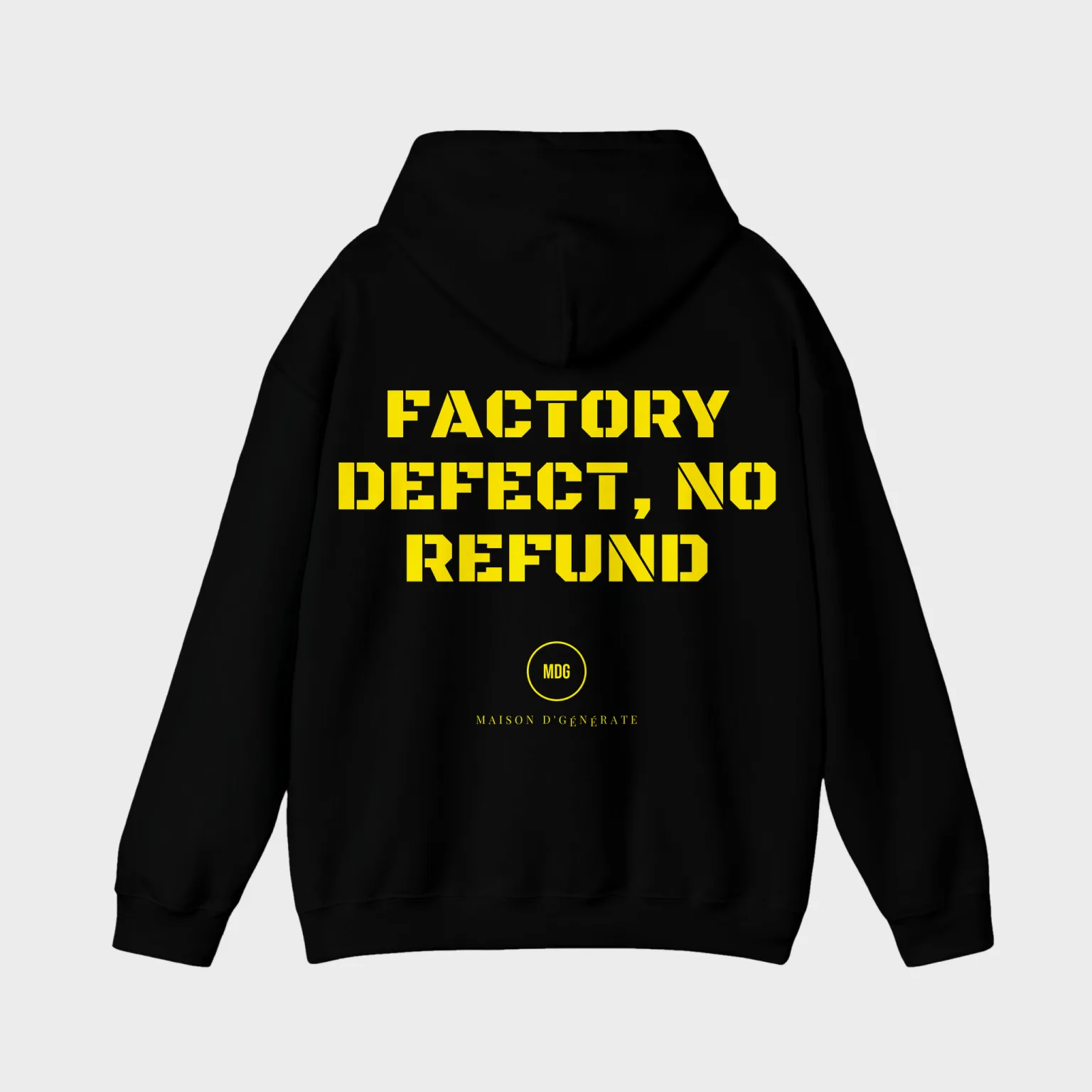 Factory Defect, No Refund — full back print