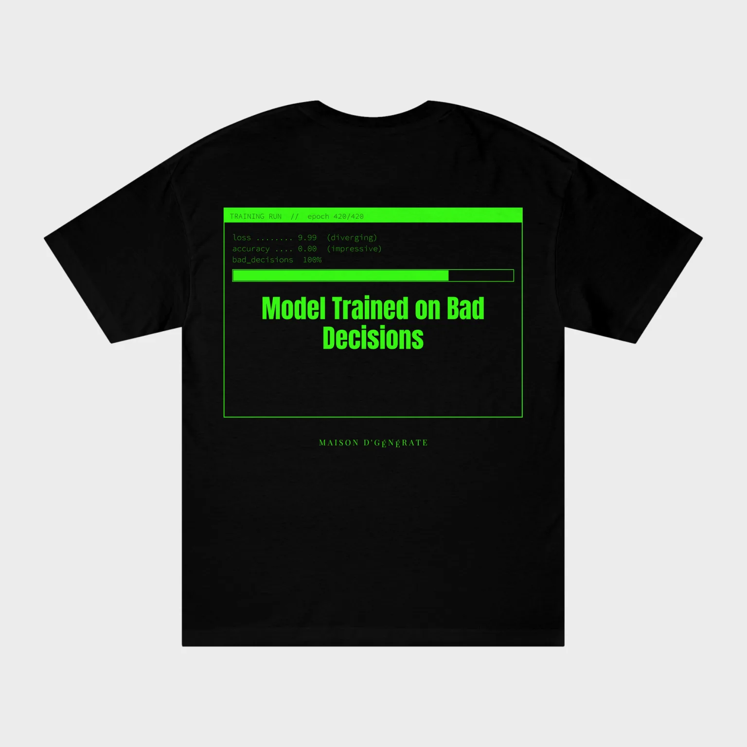 Model Trained on Bad Decisions — full back print